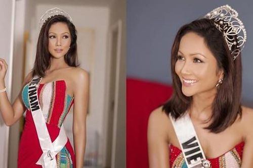 Hoa hậu H'Hen Niê khoe bộ ảnh xinh đẹp đội vương miện, đeo sash cổ vũ đội tuyển Việt Nam