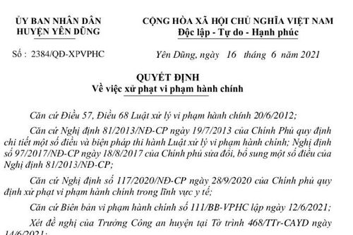 Vi phạm quy định phòng chống dịch, Công ty TNHH Việt Thịnh Plastic bị xử phạt