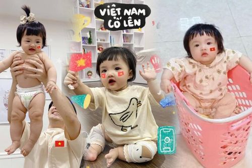 Con gái Đông Nhi - Ông Cao Thắng 'gây sốt' với loạt ảnh cổ vũ đội tuyển bóng đá Việt Nam