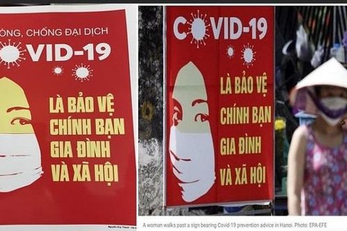 Tranh cổ động tuyên truyền về phòng chống dịch covid-19 của Việt Nam bị cắt gọt, xuyên tạc
