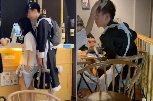 Chàng trai mặc trang phục hầu gái, đeo xích vào cổ để bạn gái dắt như thú cưng giữa trung tâm thương mại