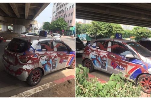 Đỗ xe dưới gầm cầu qua đêm, tài xế taxi 'phát sốt' khi thấy chiếc xe bị xịt sơn đỏ kín các góc