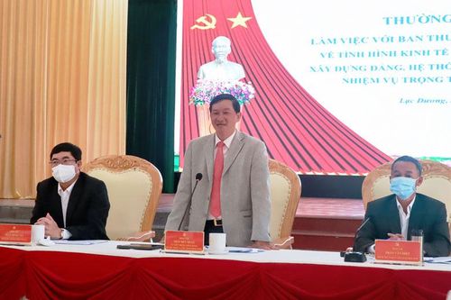 Thường trực Tỉnh ủy làm việc với Ban Thường vụ Huyện ủy Lạc Dương