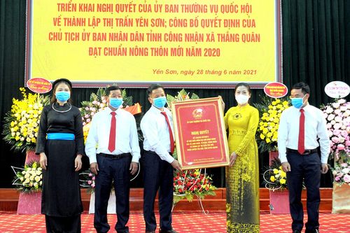Công bố thành lập thị trấn Yên Sơn và công nhận xã Thắng Quân đạt chuẩn nông thôn mới