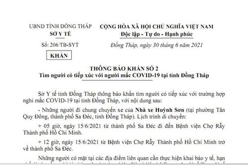 Đồng Tháp thông báo khẩn tìm người tiếp xúc với những ca mắc Covid-19