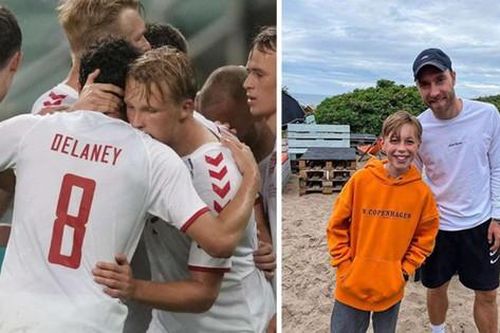 'Bệnh binh' Eriksen xuất hiện ở bãi biển ngày Đan Mạch vào bán kết EURO