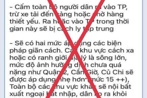 Bác bỏ thông tin 'Lock thành phố Hồ Chí Minh trong 10 - 15 ngày'
