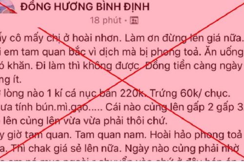 Bình Định: Bị phạt tiền vì phao tin giá thực phẩm tăng 2-3 lần