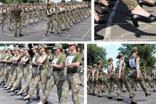 Nữ binh sĩ Ukraine duyệt binh trên giày cao gót: Bước đi mới hay sự chế giễu