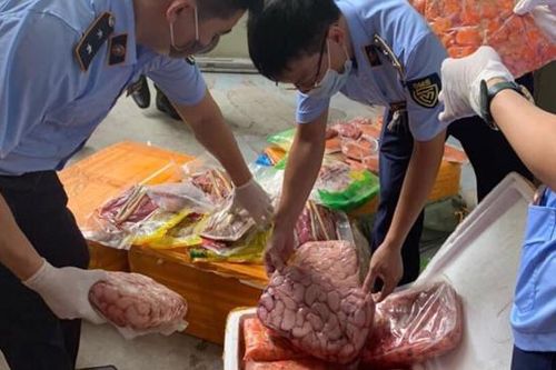 Thu giữ 10 tấn nội tạng đông lạnh đã bốc mùi hôi thối