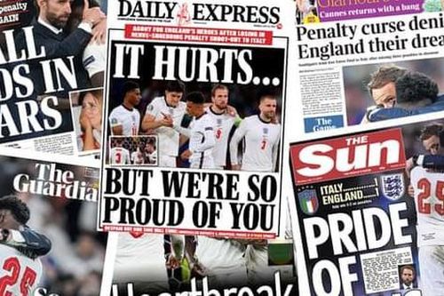 Truyền thông Anh an ủi thầy trò HLV Gareth Southgate sau thất bại ở chung kết EURO 2020