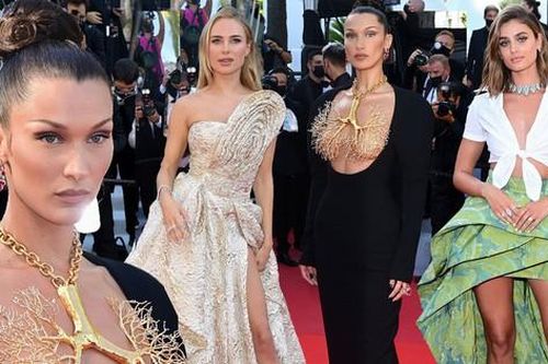 Thảm đỏ Cannes ngày 6, mỹ nhân Bella Hadid gây sốc khi dùng vàng che ngực