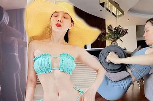 Lệ Quyên squat cả xấp tạ, xem kỹ thuật còn choáng hơn