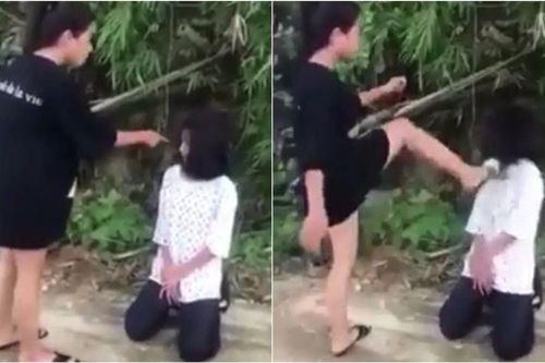 Nữ sinh buộc phải quỳ dưới đất, liên tục bị đá vào mặt gây phẫn nộ