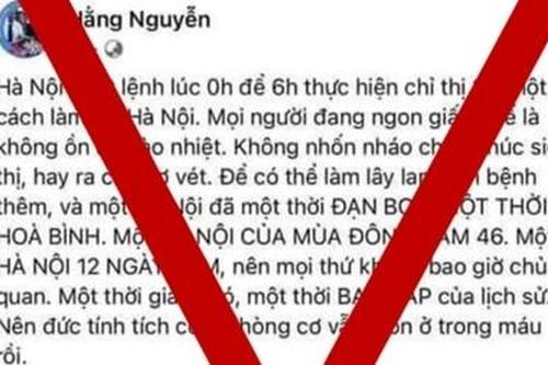 Facebook Hằng Nguyễn đăng thông tin gây hoang mang trong nhân dân