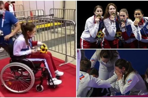 Kiếm thủ Nga ngồi xe lăn lên nhận huy chương vàng Olympic Tokyo 2020