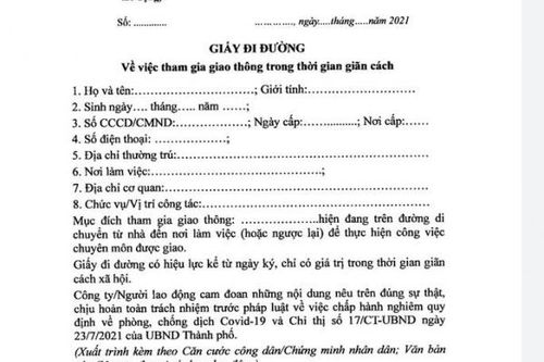 Cần biết: Người Hà Nội lưu thông trên địa bàn trong thời gian giãn cách phải có giấy đi đường theo quy định