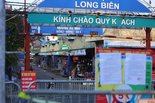 Hình ảnh Hà Nội phong tỏa, cách ly y tế chợ đầu mối Long Biên