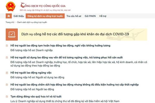 Hướng dẫn về 5 dịch vụ công trực tuyến của gói hỗ trợ Nghị quyết 68