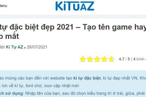 Kituaz.com giúp bạn tạo tên game bằng kí tự đặc biệt đẹp mắt