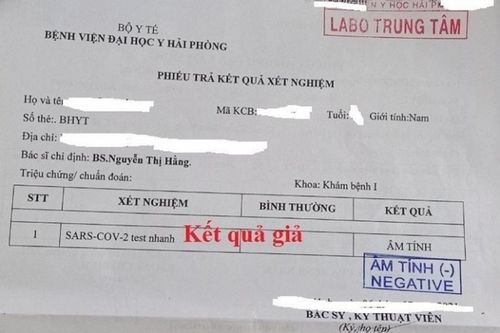 Sử dụng phiếu xét nghiệm giả nhằm thông chốt kiểm soát Covid-19