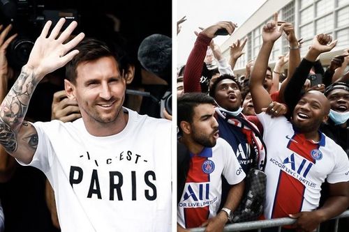Cổ động viên PSG hô vang tên Messi ở sân bay