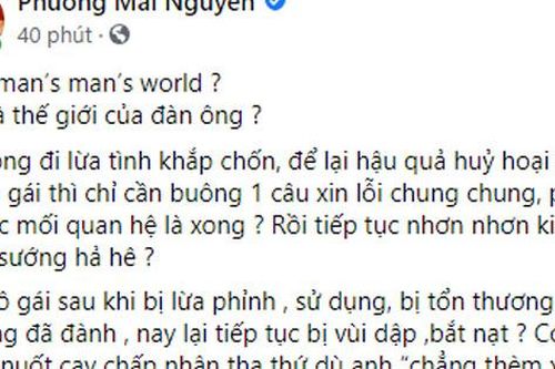 MC Phương Mai bức xúc trên trang cá nhân: 'Đàn ông lừa tình khắp chốn, nhơn nhơn kiếm tiền, hả hê'