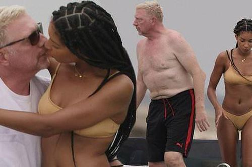 Tay vợt huyền thoại Boris Becker ôm hôn, quấn quýt bạn gái không rời ở biển