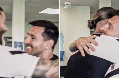 Messi rạng rỡ ôm 'cựu thù' Ramos trong buổi tập đầu tiên ở PSG