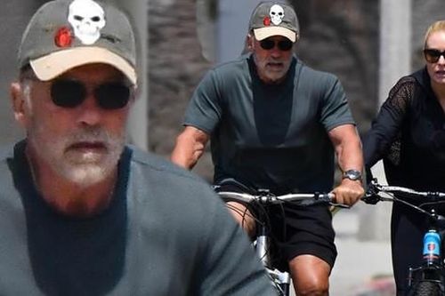 'Kẻ hủy diệt' Arnold Schwarzenegger cường tráng ở tuổi 74, đạp xe dạo phố cùng bạn gái