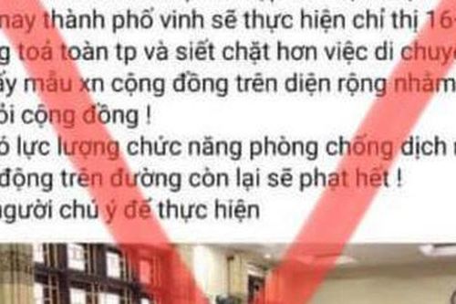 Nghệ An: Phạt mức cao nhất người tung tin 'TP Vinh sẽ áp dụng Chỉ thị 16+'