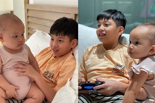 Subeo ra dáng anh hai thấy rõ, giúp mẹ Hà Hồ trông em nhưng phản ứng của Lisa-Leon mới đáng chú ý