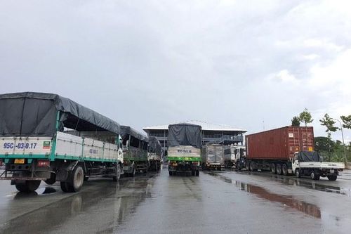 Tài xế mỏi mòn chờ làm thủ tục đưa hàng hóa vào TP Cần Thơ