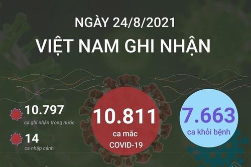 Ngày 24/8/2021, Việt Nam ghi nhận 10.811 ca mắc COVID-19, 7.663 ca khỏi bệnh