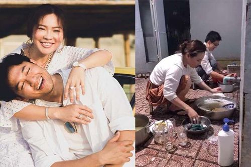 Sở hữu tài sản bạc tỉ, vợ doanh nhân của Quý Bình vẫn mang dép lê, ngồi bệt rửa chén
