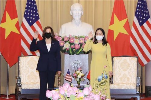Phó Chủ tịch nước Võ Thị Ánh Xuân tiếp Phó Tổng thống Hoa Kỳ Kamala Harris