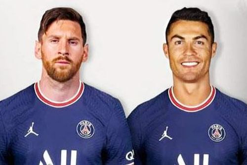 Juventus nổi giận vì bức ảnh Ronaldo chung màu áo PSG với… Messi!