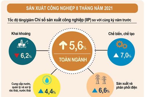 Infographic: Chỉ số sản xuất công nghiệp tháng 8 năm 2021