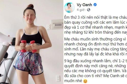 Vy Oanh quyết tâm gọt từng tảng mỡ bướng bỉnh sau khi sinh con thứ 3