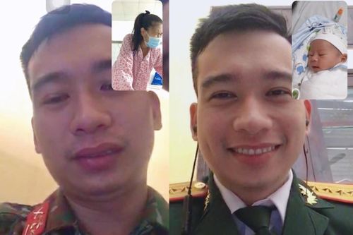 Chiến sĩ bộ đội rơi nước mắt khi gọi điện với vợ sắp sinh