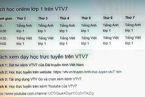 Học sinh tiểu học học qua truyền hình và trực tuyến