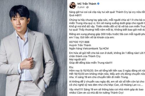 Phía Trấn Thành mong mọi chuyện liên quan 'sao kê' dừng lại khi ngân hàng đã lên tiếng