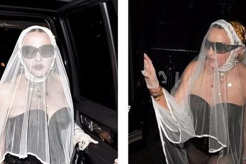 Diện bodysuit da đen và mạng che mặt, dân mạng cầu xin Madonna sống đúng tuổi