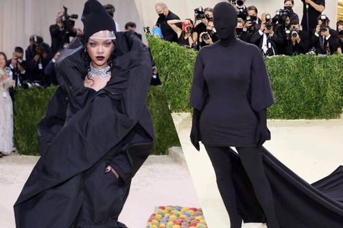 Rihanna 'quấn chăn mền', Kim Kardashian trùm kín mặt đến thảm đỏ Met Gala 2021