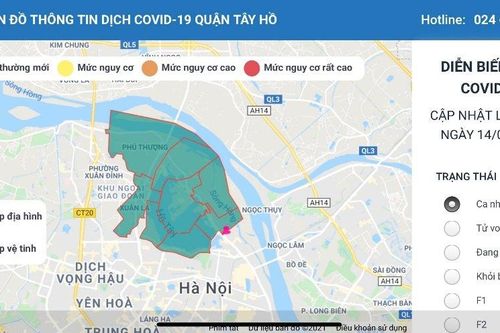 Quận Tây Hồ ra mắt bản đồ thông tin dịch tễ Covid-19