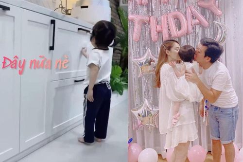Ái nữ nhà Trường Giang mới 2 tuổi đã biết phụ bố mẹ làm việc nhà, 'đốn tim' dân mạng