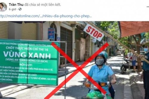 Thông tin tỉnh Thái Bình cho người từ 'vùng xanh' vào địa bàn là sai sự thật