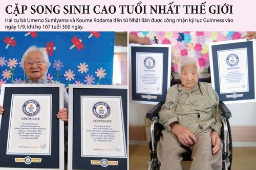 Hai cụ bà song sinh người Nhật Bản lập kỷ lục Guinness