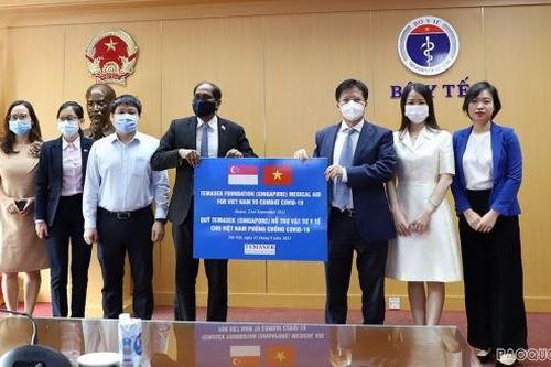 Tiếp nhận vật tư y tế phòng, chống dịch Covid-19 do Quỹ Temasek Singapore trao tặng Việt Nam