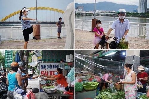 Người dân 'vùng xanh' ở Đà Nẵng được tập thể dục, mua thực phẩm thoải mái hơn